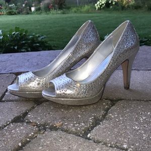 rinestone silver heels